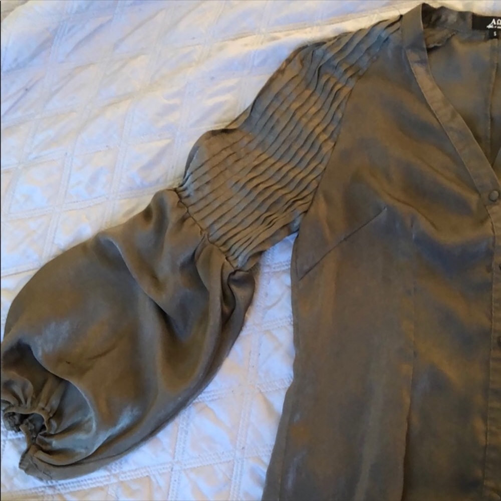Olive Green Blouse with Bell Sleeves - Picture 3 of 6